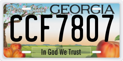 GA license plate CCF7807