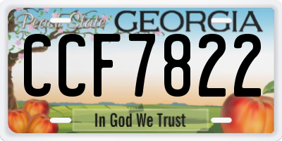 GA license plate CCF7822