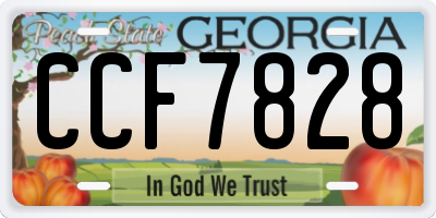 GA license plate CCF7828
