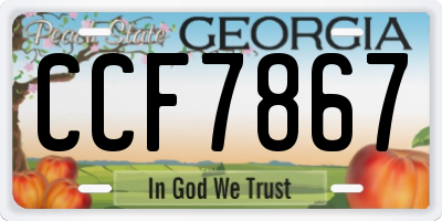 GA license plate CCF7867