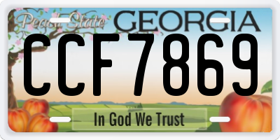 GA license plate CCF7869
