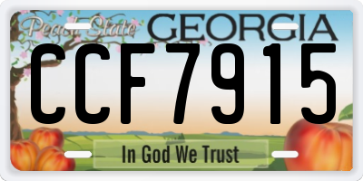 GA license plate CCF7915