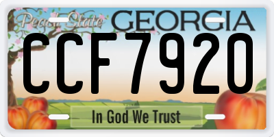 GA license plate CCF7920