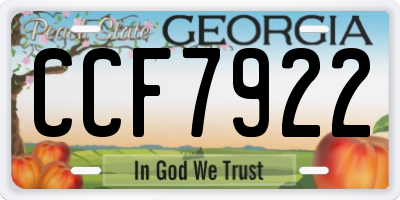 GA license plate CCF7922