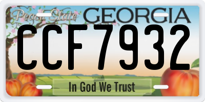 GA license plate CCF7932