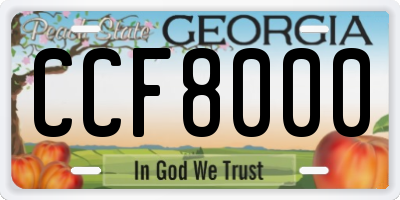 GA license plate CCF8000
