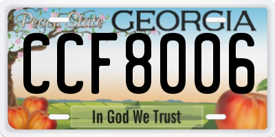 GA license plate CCF8006