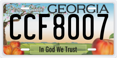 GA license plate CCF8007