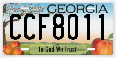 GA license plate CCF8011