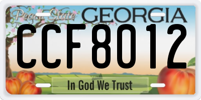 GA license plate CCF8012