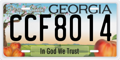 GA license plate CCF8014