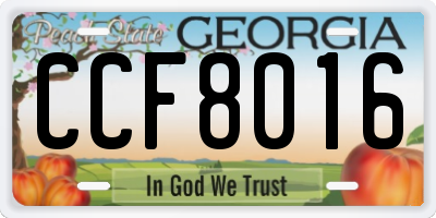 GA license plate CCF8016