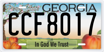 GA license plate CCF8017