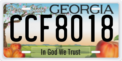 GA license plate CCF8018