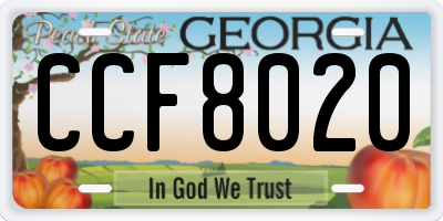 GA license plate CCF8020
