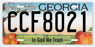GA license plate CCF8021