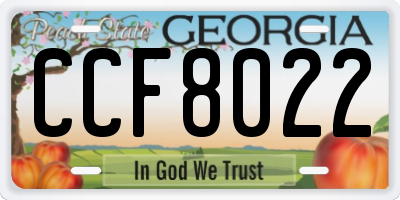 GA license plate CCF8022