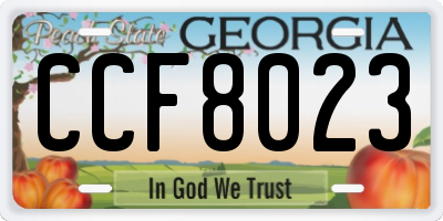GA license plate CCF8023