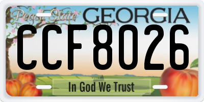 GA license plate CCF8026
