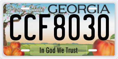 GA license plate CCF8030