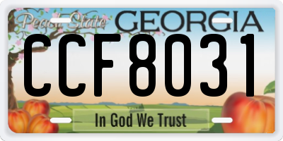 GA license plate CCF8031