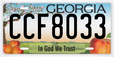 GA license plate CCF8033