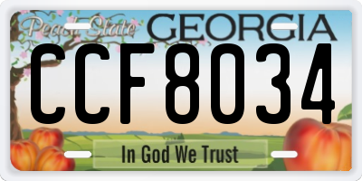 GA license plate CCF8034
