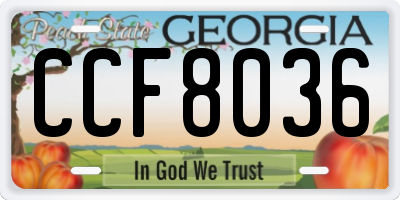 GA license plate CCF8036