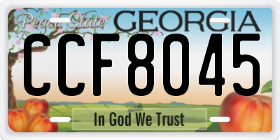GA license plate CCF8045