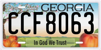 GA license plate CCF8063