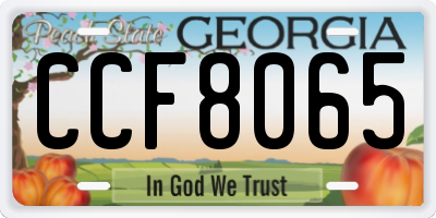 GA license plate CCF8065