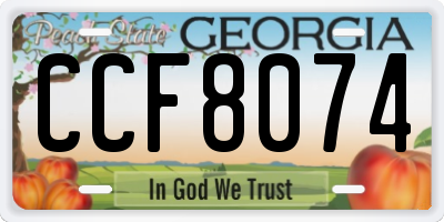 GA license plate CCF8074