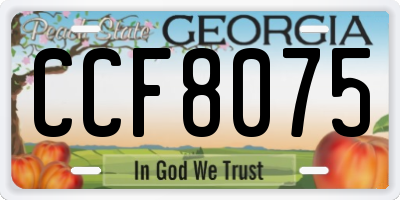 GA license plate CCF8075