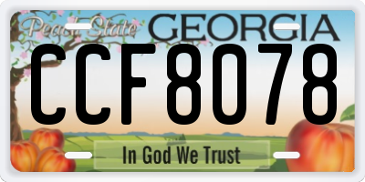 GA license plate CCF8078