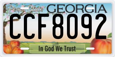 GA license plate CCF8092