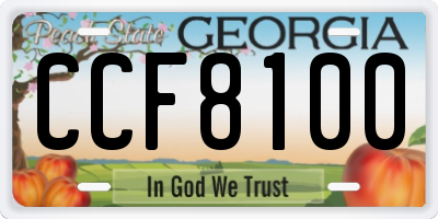 GA license plate CCF8100