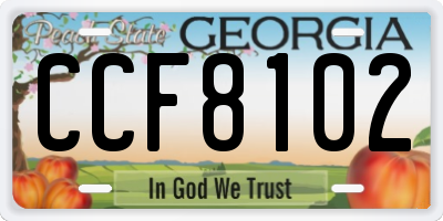 GA license plate CCF8102