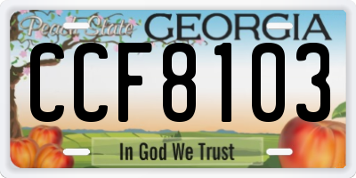 GA license plate CCF8103