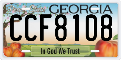 GA license plate CCF8108