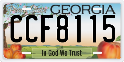 GA license plate CCF8115