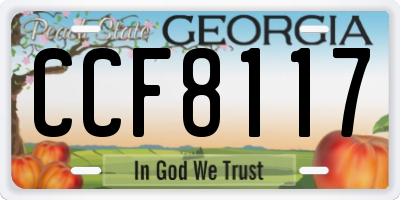 GA license plate CCF8117