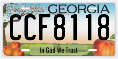 GA license plate CCF8118