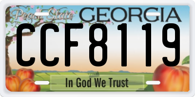 GA license plate CCF8119