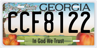 GA license plate CCF8122
