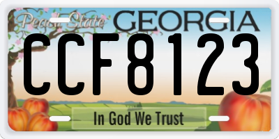 GA license plate CCF8123