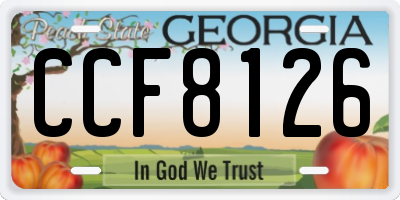 GA license plate CCF8126
