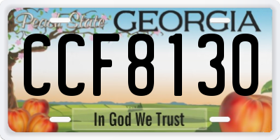 GA license plate CCF8130