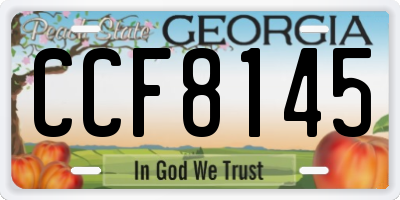 GA license plate CCF8145