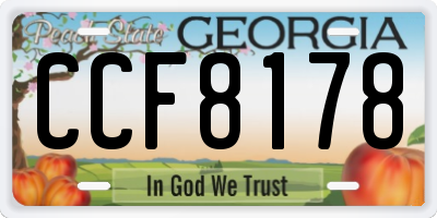 GA license plate CCF8178