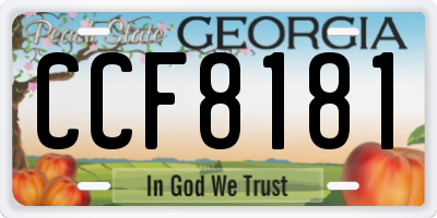 GA license plate CCF8181